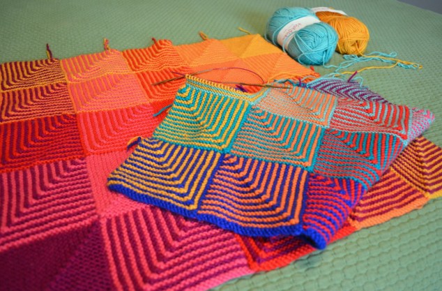 Hue Shift Afghan in progress